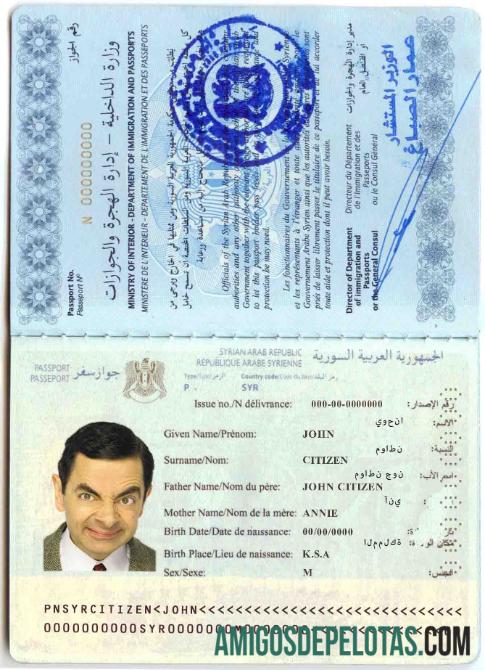 Passaporte Síria amostra